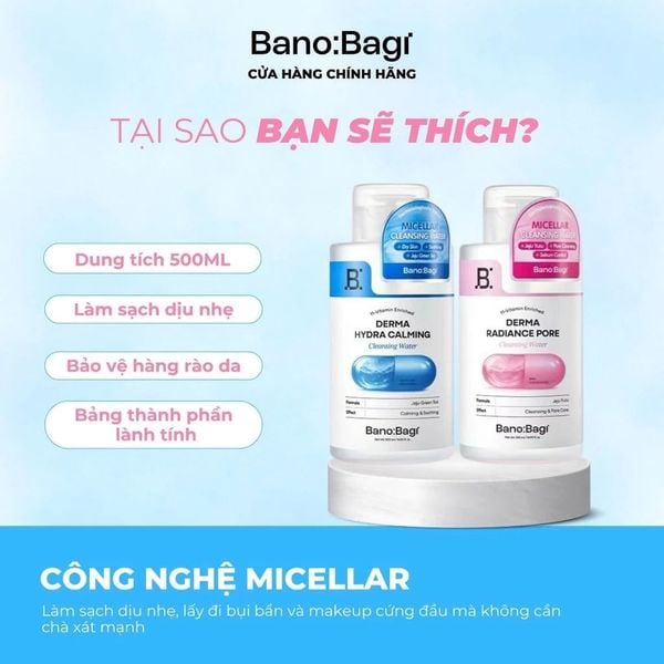 Nước tẩy trang Bano:Bagi Hỗ Trợ Loại Bỏ Bụi Bẩn, Cấp Ẩm Cho Làn Da Chắc Khỏe 500ml