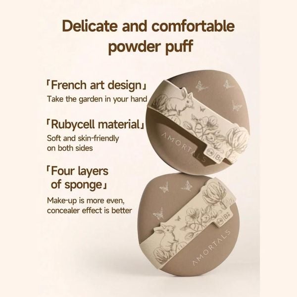Bông Phấn Nền Amortals Artist Garden Series Foundation Puff Soft – Dáng Giọt Nước (Kèm 1 Hộp Đựng Bông Mút)