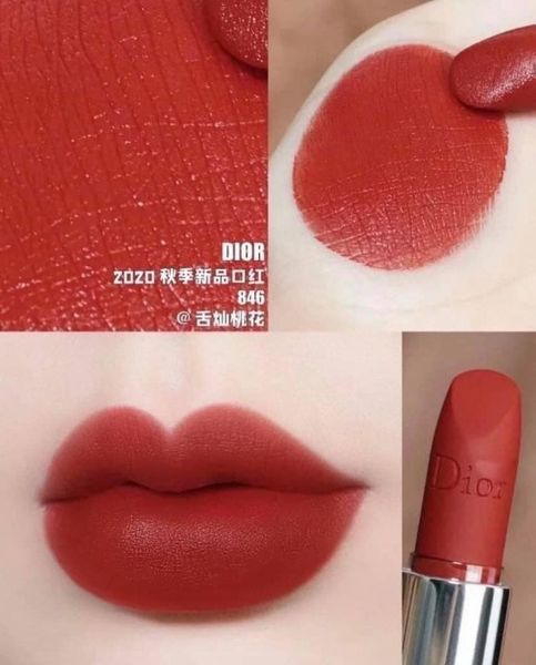 Son Thỏi Dior Rouge Velvet 846 Concorde - Đỏ Cam Cháy (Nắp Nam Châm)