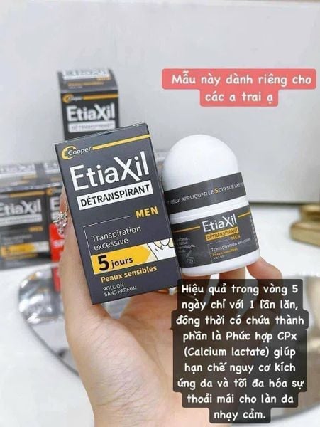 Lăn Khử Mùi EtiaXil Cho Nam Ngăn Mồ Hôi Chuyên Sâu 15ml Detranspirant Men Peaux Sensibles Roll-On