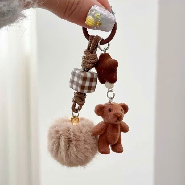 Móc khóa gấu cục lông nâu