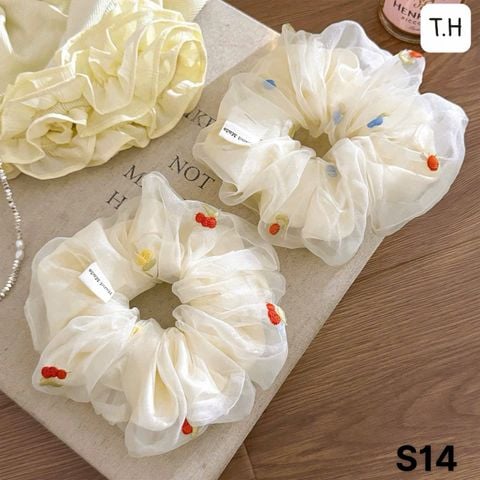 Scrunchies voan thêu hoa S14