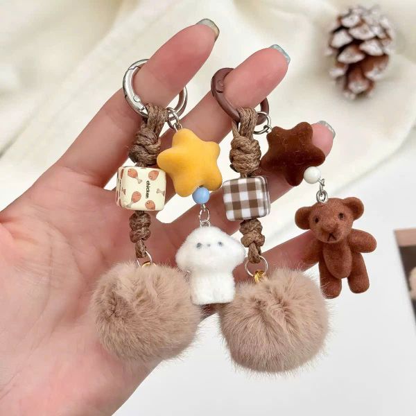Móc khóa gấu cục lông nâu