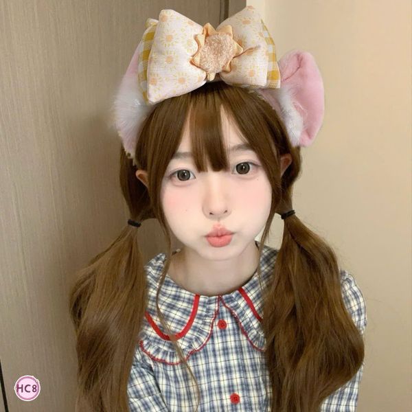 Cài tóc lông cừu nơ Tai Cáo