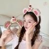 Bờm tai gấu caro nơ cherry