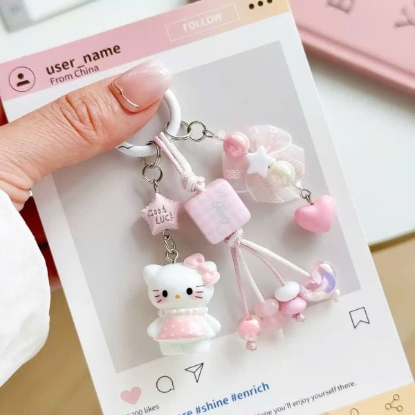 Móc khóa dây kitty good luck