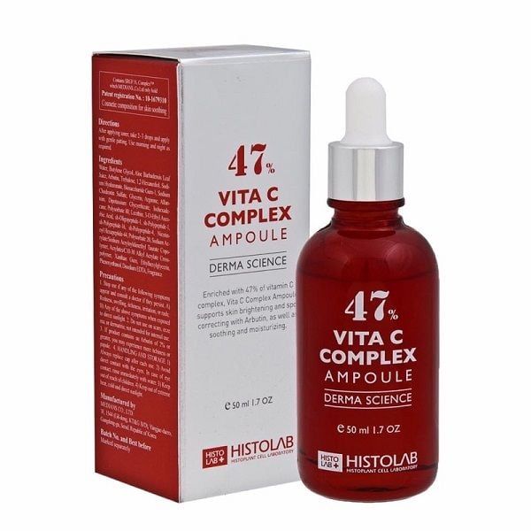 Tinh Chất Dưỡng Trắng Mờ Thâm Nám Histolab 47% Vita C Complex Ampoule Derma Science 50ml
