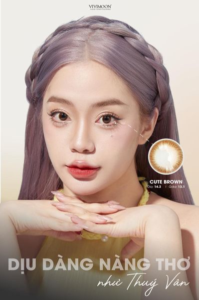 Vivimoon 1 bên Lens cho mắt thở 6 tháng Cute Brown  - 3 độ