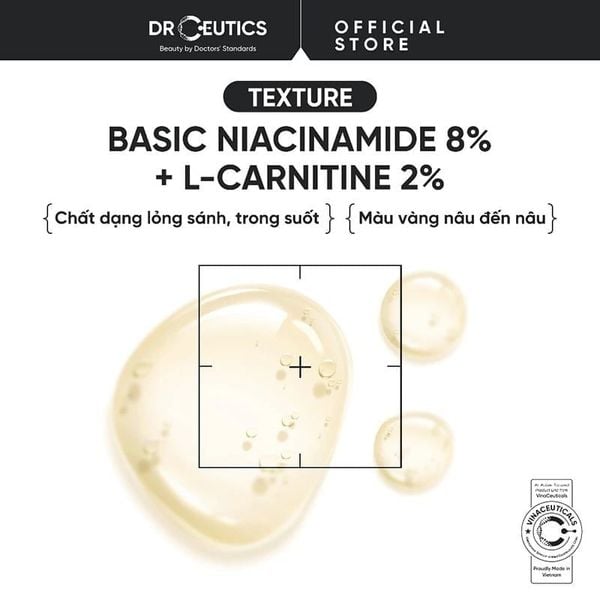 Serum Drceutics Kiềm Dầu, Hỗ Trợ Dưỡng Sáng, Mờ Thâm Basic Niacinamide 8% + L-Carnitine 2% Purifying Serum 40g