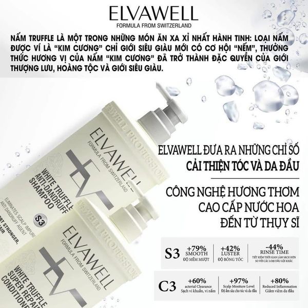 Cặp Dầu Gội Elvawell Màu Trắng Giảm Gàu Siêu Suôn Mượt - (MÀU TRẮNG)/ 1000ml