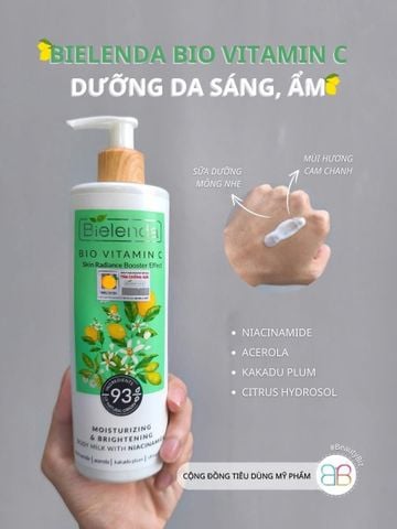 [Hàng Công Ty] BIELENDA Bio Vitamin C Moisturizing & Brightening Body Milk With Niacinamide Sữa Dưỡng Thể - 400ml