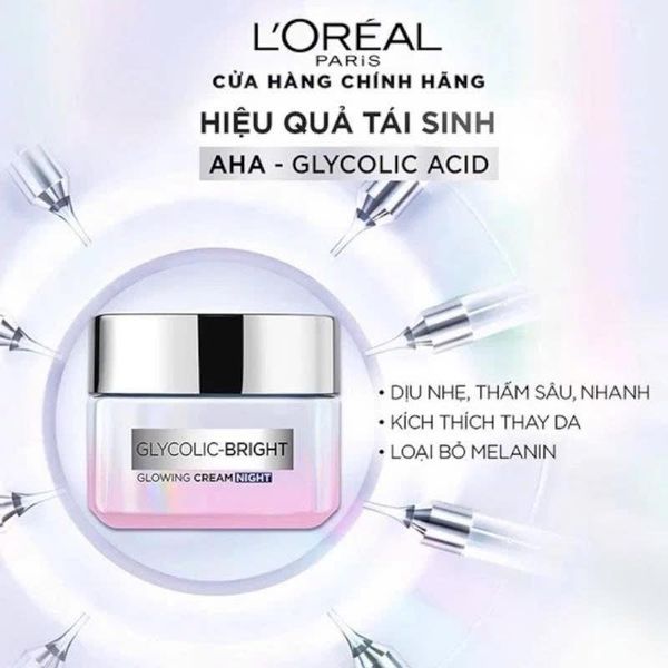 Mini Kem Dưỡng L'Oreal Sáng Mịn Mờ Thâm Nám Ban Đêm 50ml Glycolic-Bright Glowing Cream Night