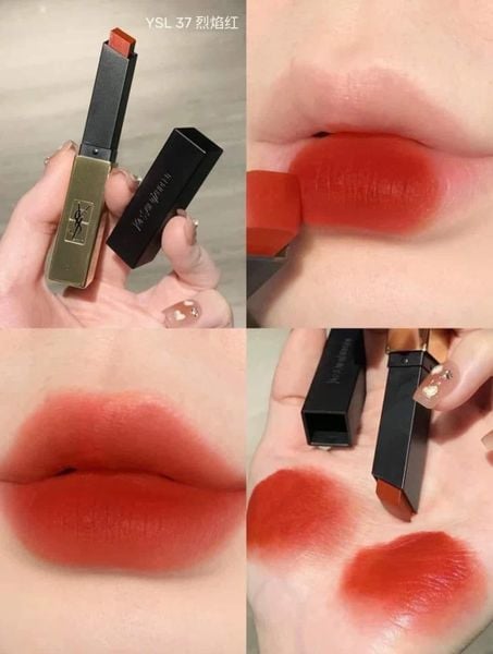 Son YSL Rouge Pur Couture The Slim 37 Red On Fire – Màu Đỏ Cam Cháy