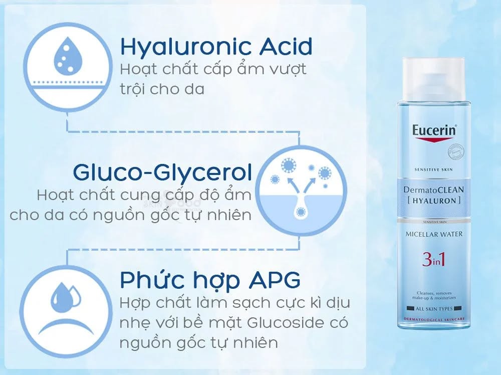 Nước Tẩy Trang Eucerin Dịu Nhẹ Cho Da Nhạy Cảm 400ml DermatoCLEAN Micellar Water 3 In 1