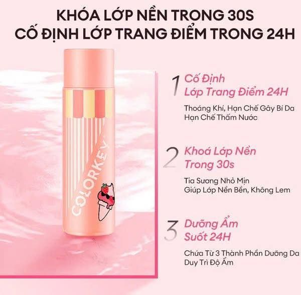 Xịt Khoá Hỗ Trợ Kiềm Dầu Makeup Colorkey Ice Cream 30ml/ 100ml