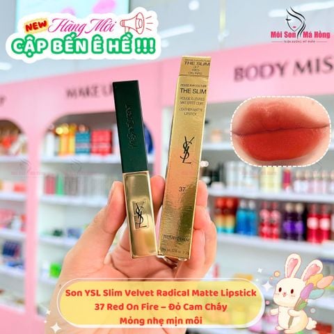 Son YSL Rouge Pur Couture The Slim 37 Red On Fire – Màu Đỏ Cam Cháy