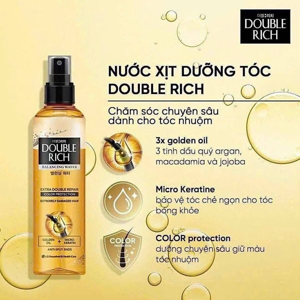 Nước Xịt Dưỡng Tóc Double Rich Chuyên Sâu Cho Tóc Nhuộm 120ml Balancing Water Extra Double Repair Color Protection