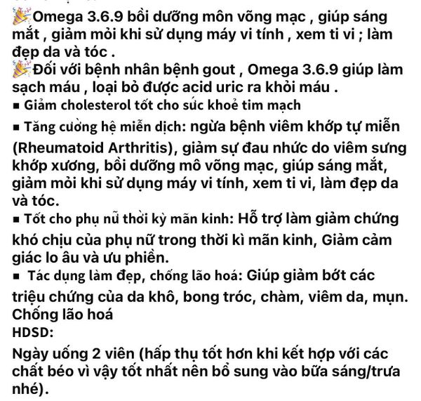 Viên uống Omega 369 Myvitamins 120 viên