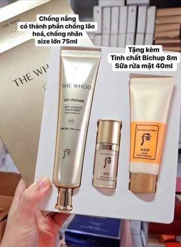 Kem Chống Nắng The Whoo UV Ultimate Anti Wrinkle Sunscreen Special Set SPF50+ PA++++ (3 món)