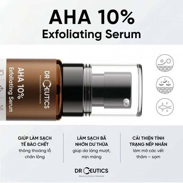Tinh Chất Sáng Da, Tẩy Tế Bào Chết DRCEUTICS AHA 10% Exfoliating Serum 30g