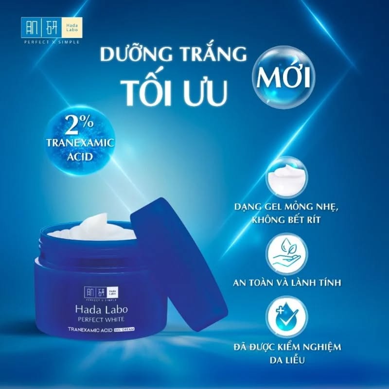 Gel Dưỡng Hada Labo Sáng Da Chuyên Sâu, Giảm Thâm Sạm 50g Perfect White T.X.A Gel Cream