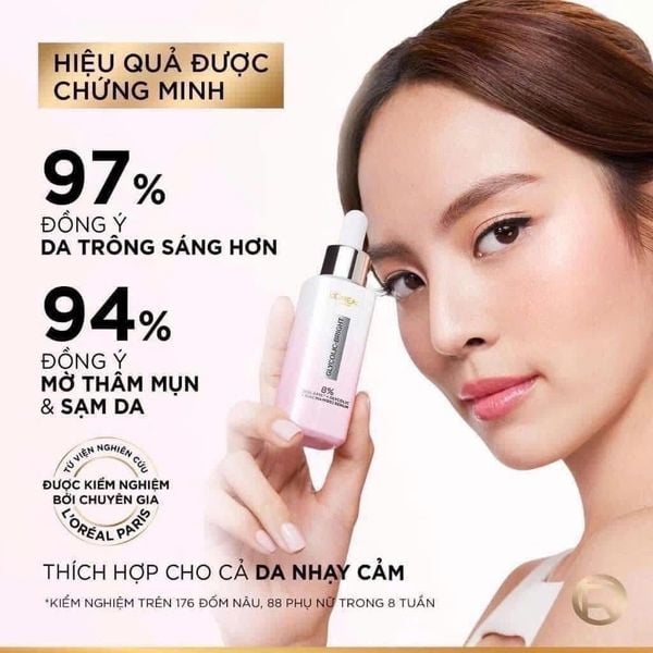 Serum L'Oreal Sáng Da, Mờ Thâm Mụn & Nám 30ml (Mới) Glycolic Bright Melasyl 8% [Melasyl+Glycolic+Niacinamide]