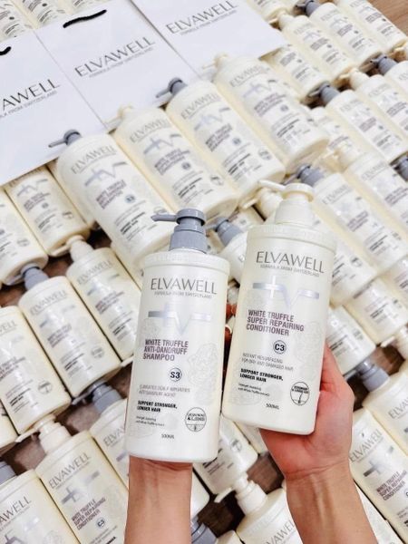 Cặp Dầu Gội Elvawell Màu Trắng Giảm Gàu Siêu Suôn Mượt - (MÀU TRẮNG)/ 1000ml