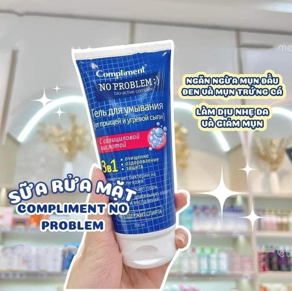 Gel Rửa Mặt Compliment 3 In 1 BHA Ngừa Mụn Kiềm Dầu 200ml No Problem 3in1 Salicylic Acid Cleansing Gel