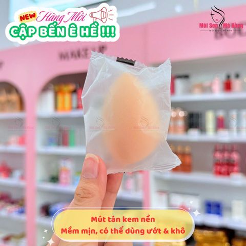 Bông mút trang điểm PRAMY hình giọt nước mềm mại dễ tán nền