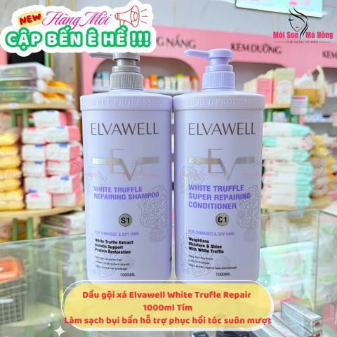 Cặp Dầu Gội Elvawell Màu tím Phục hồi hư tổn siêu suôn mượt 500ml/ 1000ml