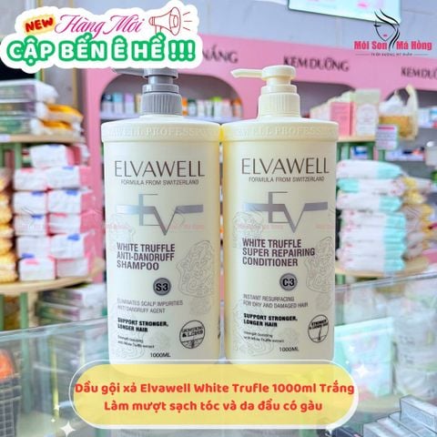 Cặp Dầu Gội Elvawell Màu Trắng Giảm Gàu Siêu Suôn Mượt - (MÀU TRẮNG)/ 1000ml