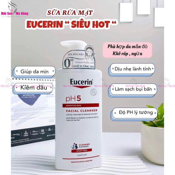 Sữa Rửa Mặt Eucerin PH5 Facial Cleanser Sensitive Skin Dịu Nhẹ Cho Da Nhạy Cảm 400ml