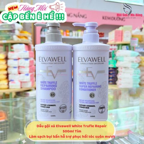 Cặp Dầu Gội Elvawell Màu tím Phục hồi hư tổn siêu suôn mượt 500ml/ 1000ml