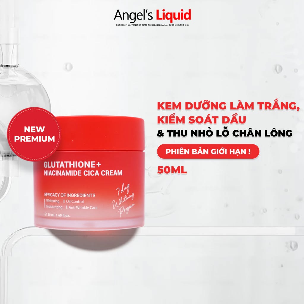 Kem Dưỡng Trắng Angel’s Liquid Glutathione Plus Niacinamide Cica Kiểm Soát Dầu, Thu Nhỏ Lỗ Chân Lông 50ml