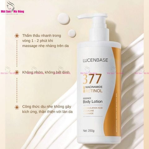 Dưỡng Thể Lucenbase 377 Niacinamide+Retinol Essence Body Lotion Dưỡng Sáng Da 250g