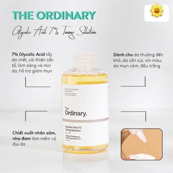 Nước hoa hồng tẩy da chết AHA The Ordinary Glycolic Acid 7% Exfoliating Toner 100ml / 240ml