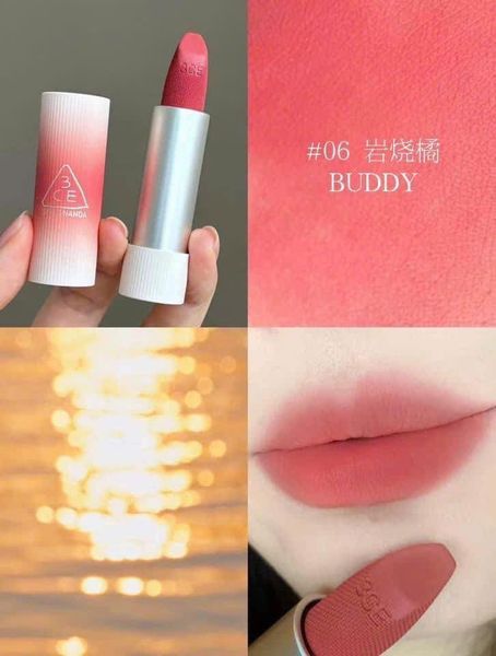 Son Thỏi 3CE Mềm Môi 06 Buddy - Hồng Cá Hồi 3.5g Cashmere Hug Lipstick