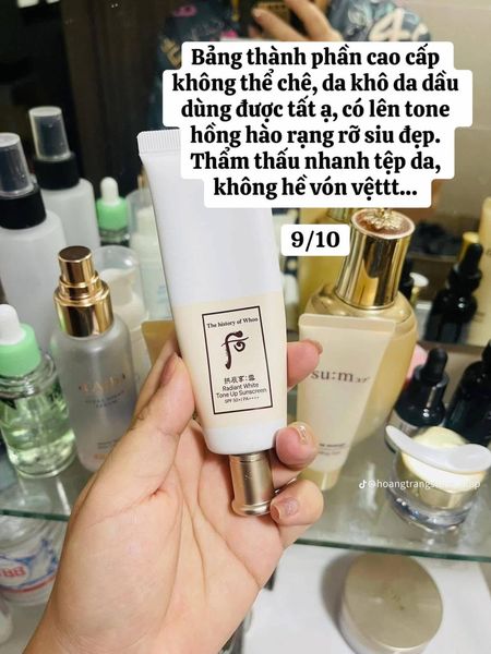 Kem Chống Nắng Nâng Tone Whoo Radiant White Tone Up Sunscreen 50ml