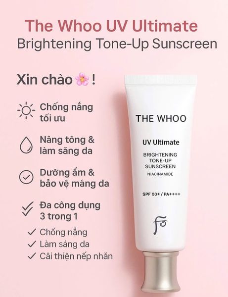 Kem Chống Nắng Nâng Tone Whoo Radiant White Tone Up Sunscreen 50ml