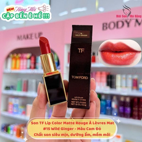 Son Tom Ford Lip Color Matte Rouge À Lèvres Mat #15 Wild Ginger - Màu Cam Đỏ