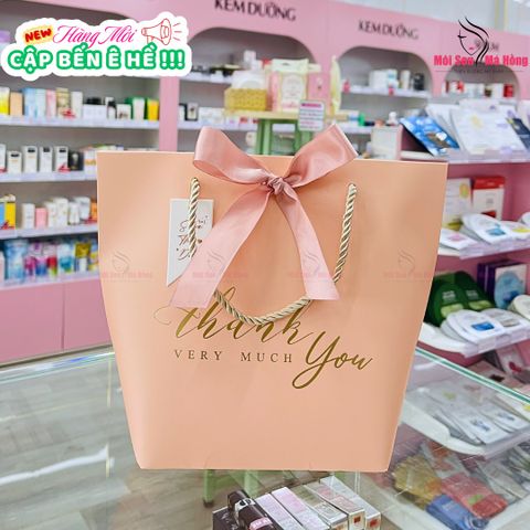 Túi Giấy Đựng Quà Kèm Nơ Thank You Very Much 17*8.5*20.5 cm #L Hồng