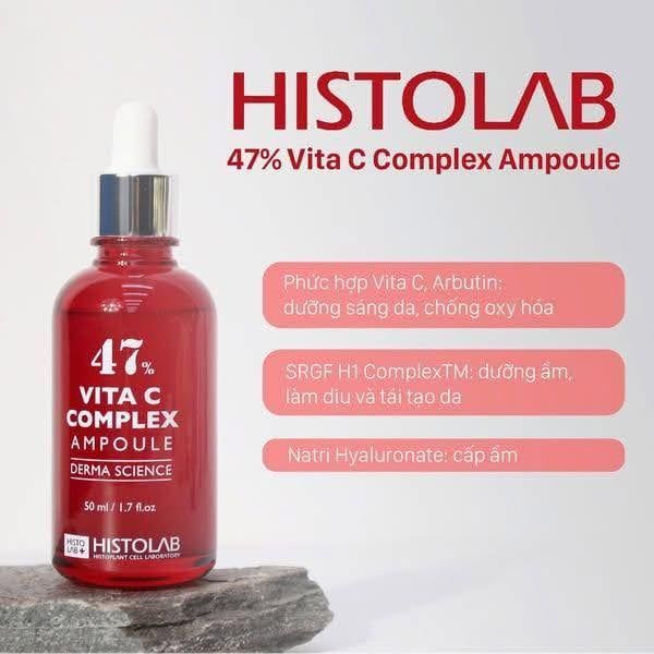 Tinh Chất Dưỡng Trắng Mờ Thâm Nám Histolab 47% Vita C Complex Ampoule Derma Science 50ml