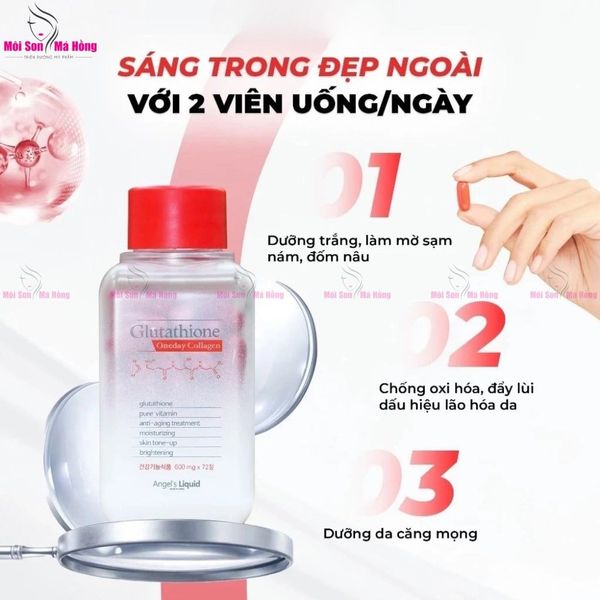 Viên Uống Dưỡng Trắng Angel's Liquid Glutathione Oneday Collagen 72 Viên