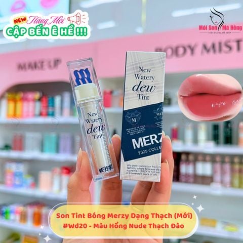 (New Dew) Son Tint Bóng Merzy New Watery Dew Tint #WD20 Misty Wood Hồng nude thạch đào