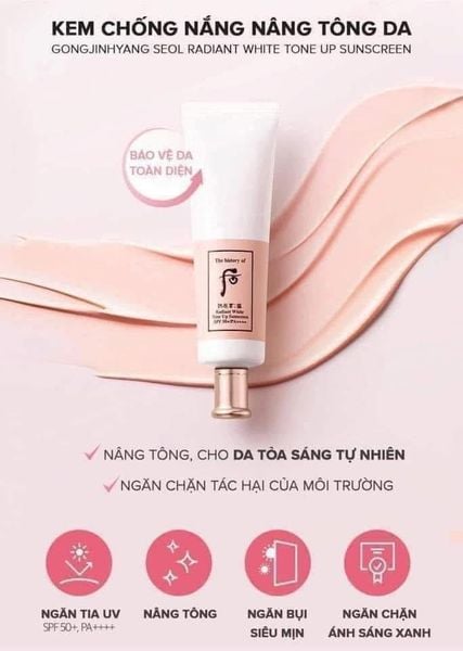 Kem Chống Nắng Nâng Tone Whoo Radiant White Tone Up Sunscreen 50ml