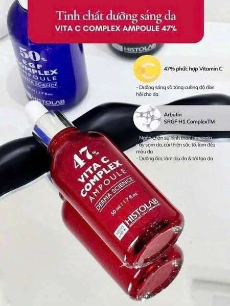 Tinh Chất Dưỡng Trắng Mờ Thâm Nám Histolab 47% Vita C Complex Ampoule Derma Science 50ml
