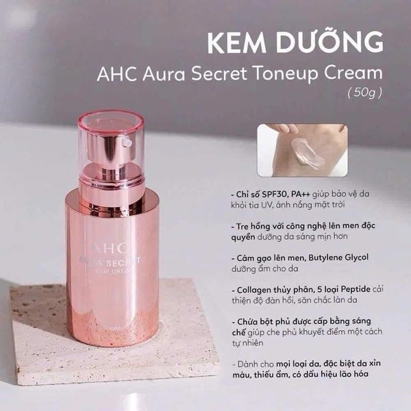 Kem Dưỡng Trắng Da, Nâng Tone Tự Nhiên AHC Aura Secret Tone Up Cream SPF30 PA++ 50g