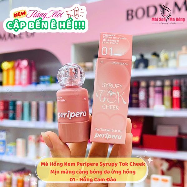 Phấn Má Peripera Syrupy Tok Cheek Dạng Kem 01 Light Peach