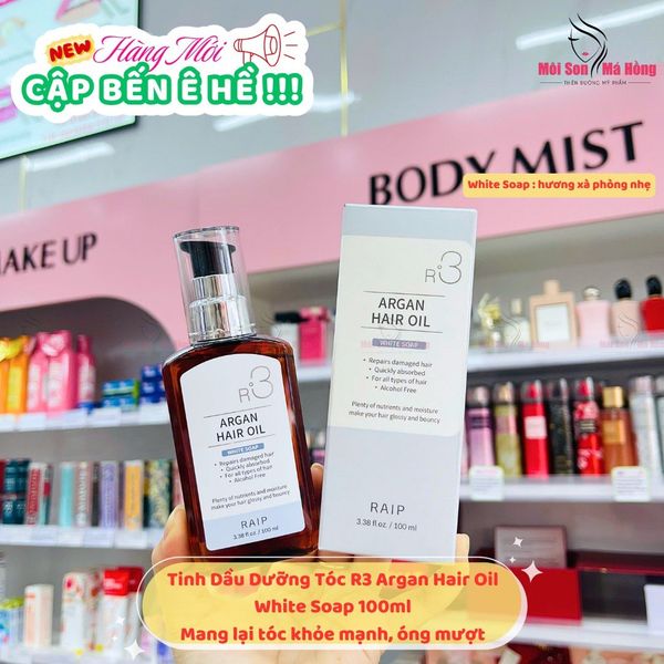 Dầu Dưỡng Tóc Raip R3 Argan Hair Oil  White Soap: mùi thanh mát, nhẹ nhàng 100ml