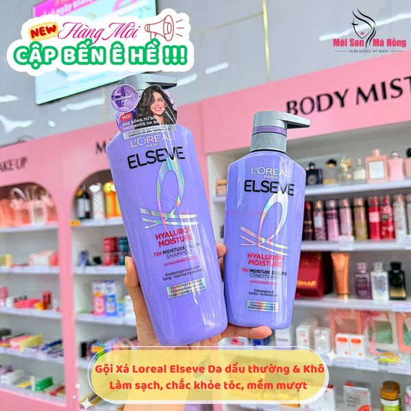 Bộ đôi dầu gội nhẹ bồng mái tóc Elseve 72H HA Moist da đầu khô  L'Oreal Paris 620mlx2